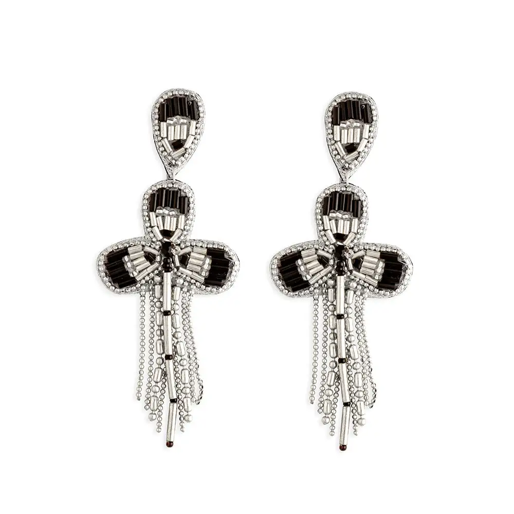 Crisp Bold Artful Beaded Earrings