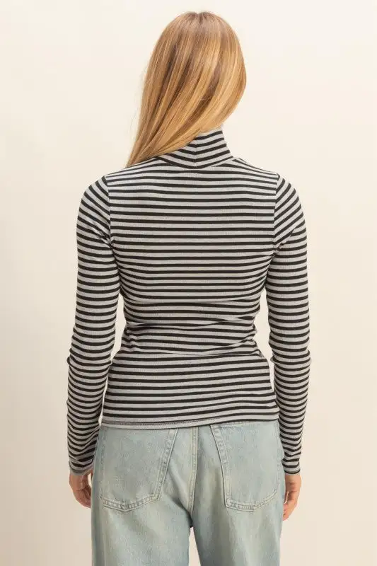 Striped Fitted Mock Top