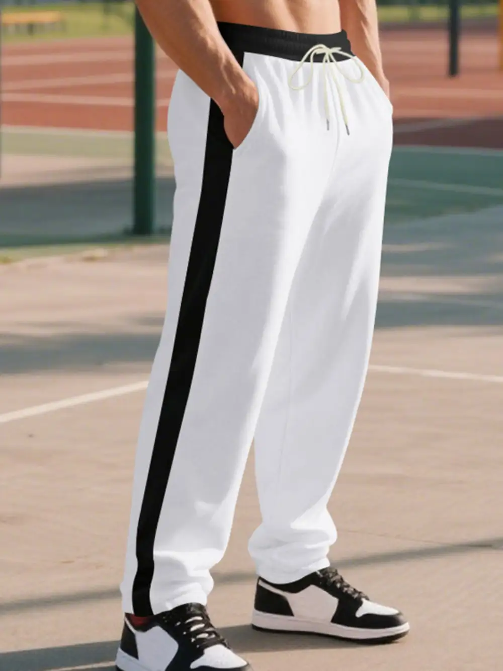 Men's Full Size Side Stripe Wide Leg Pants