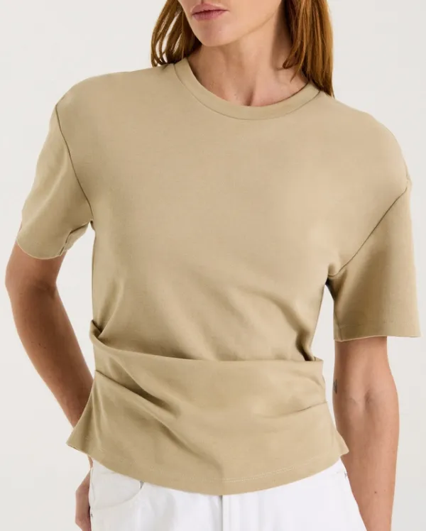 Light Khaki Asymmetric Jersey Tee