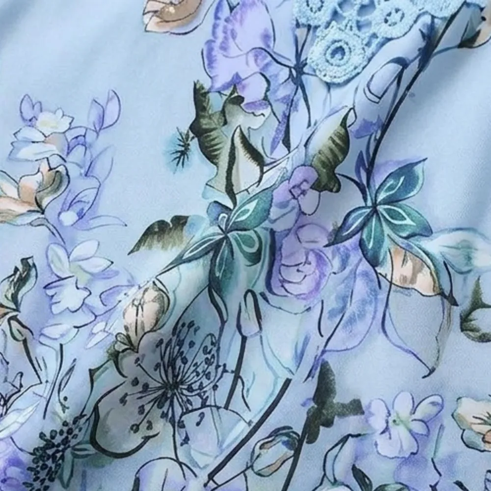 Lace Yoke Floral Blouse