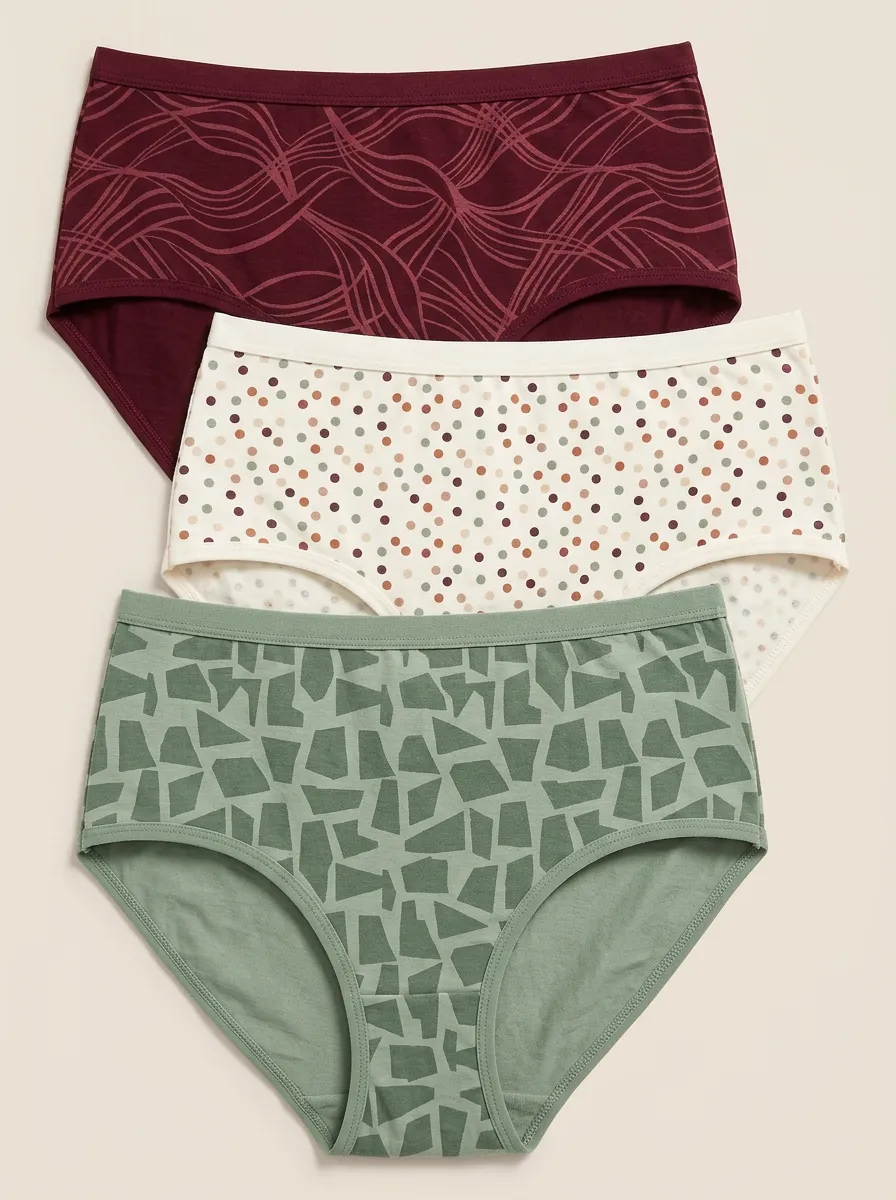 Women's Geometric Polka Dot Print 3-Pack Briefs