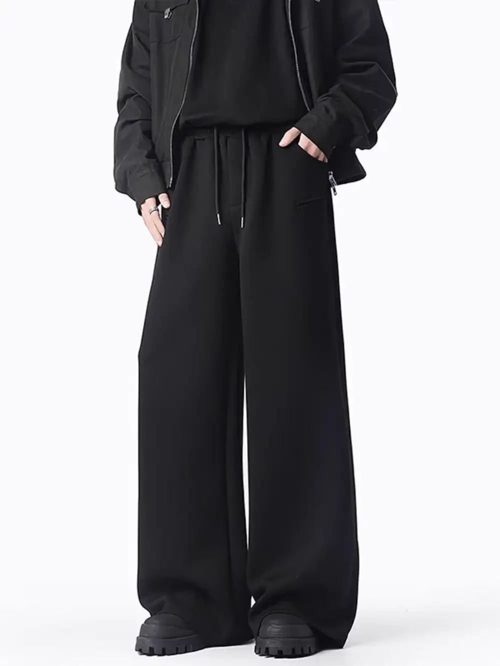 Men S Plus Size Loose Fit Drawstring Wide Leg Pants