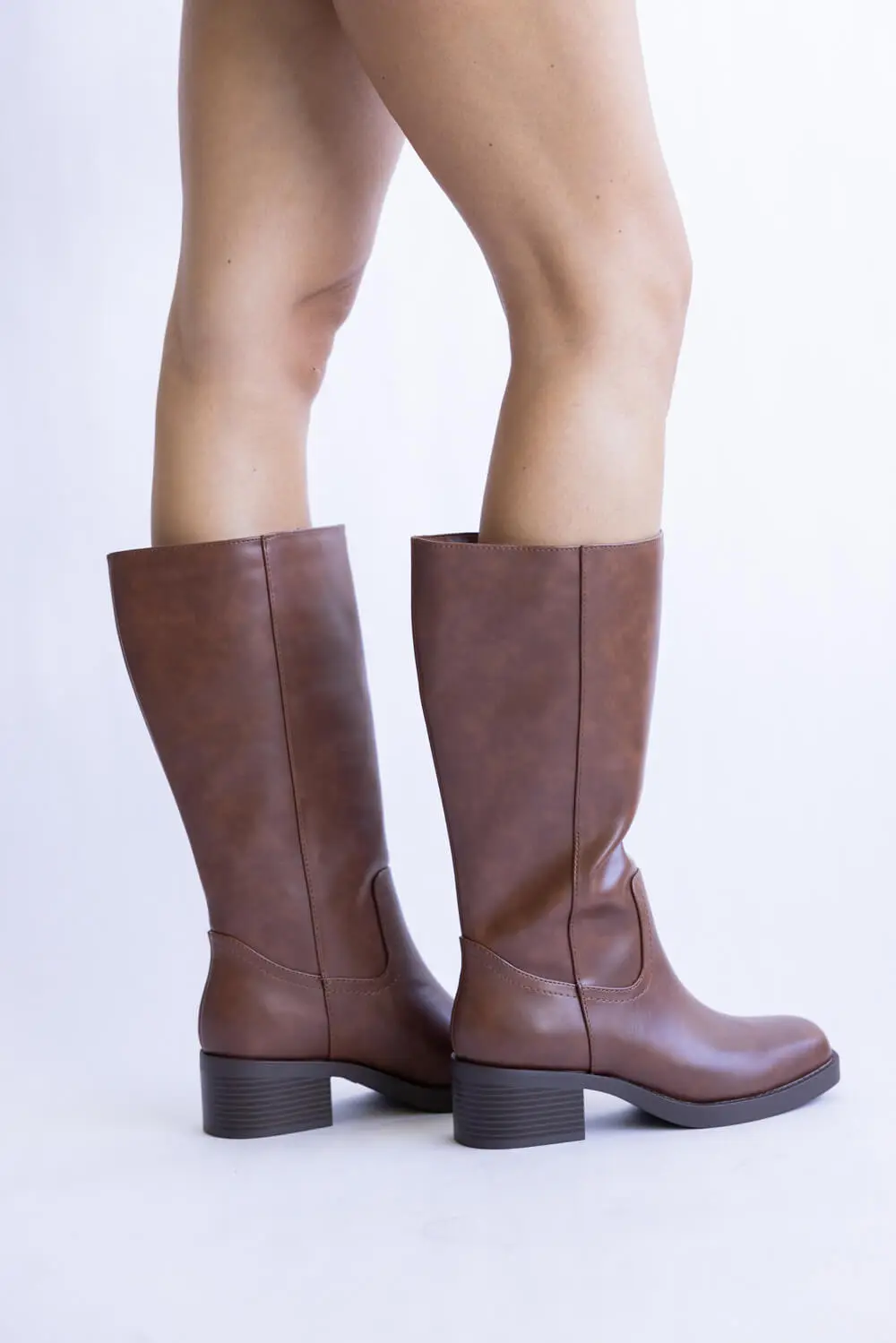 Western Faux Leather Mid Calf Boots
