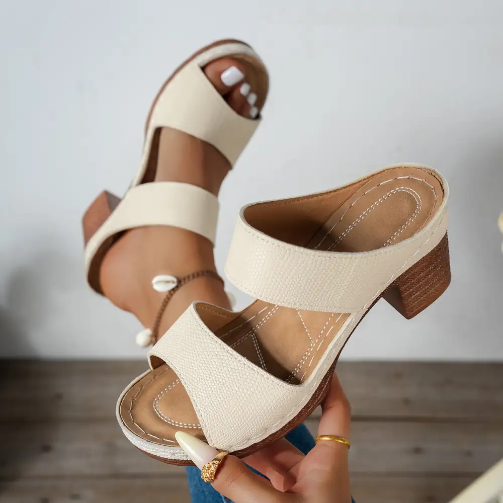 Modern Open Toe Block Heel Sandals