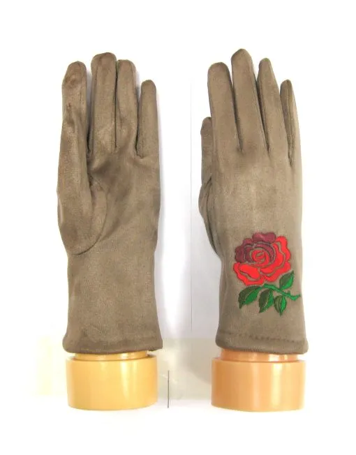 Rose Embroidered Winter Gloves
