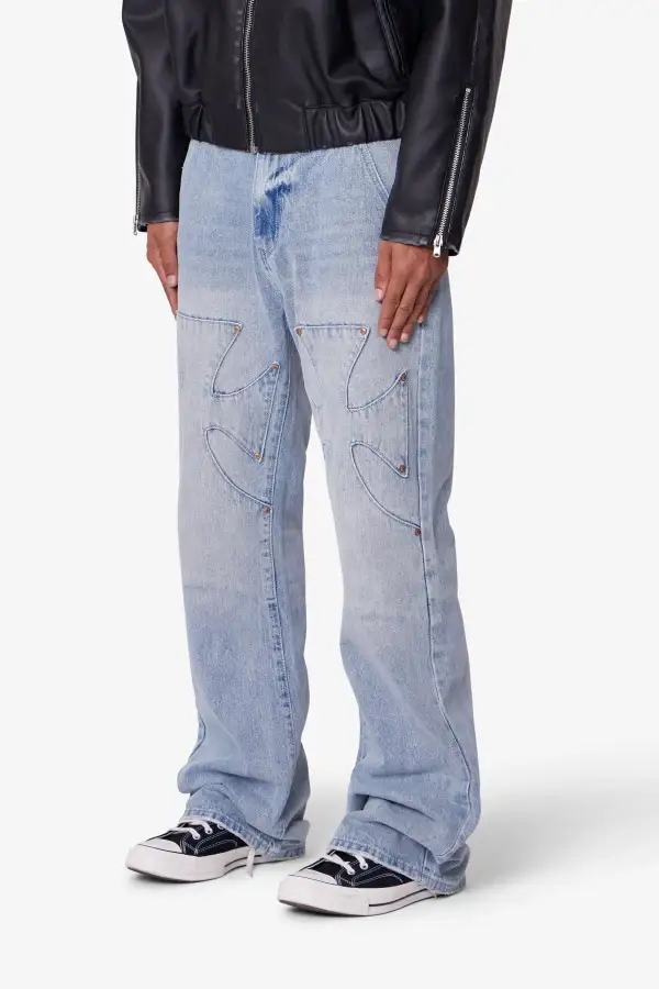 Relaxed Cross Detail Denim Jeans