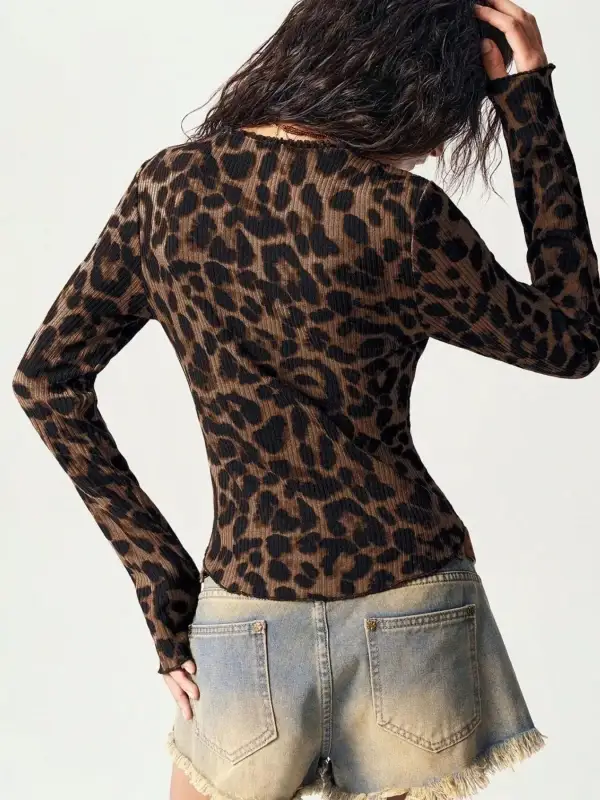 Leopard Print Button Down Top
