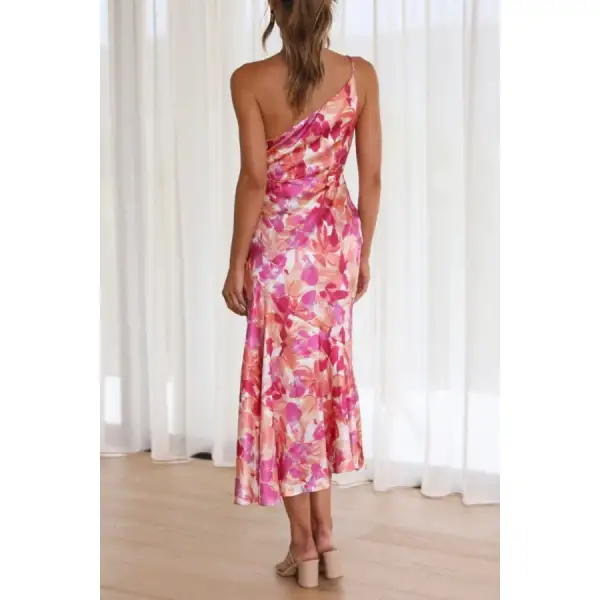 Ruched Ruched Single Shoulder Midi Dress