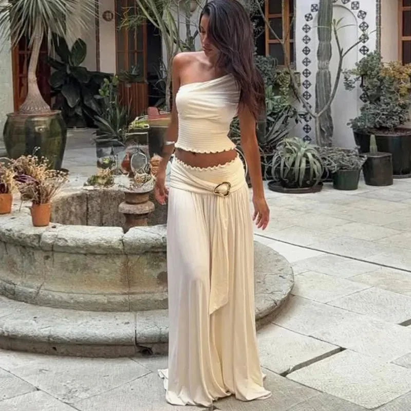 Lightweight Lace Woven Pleated Skirt