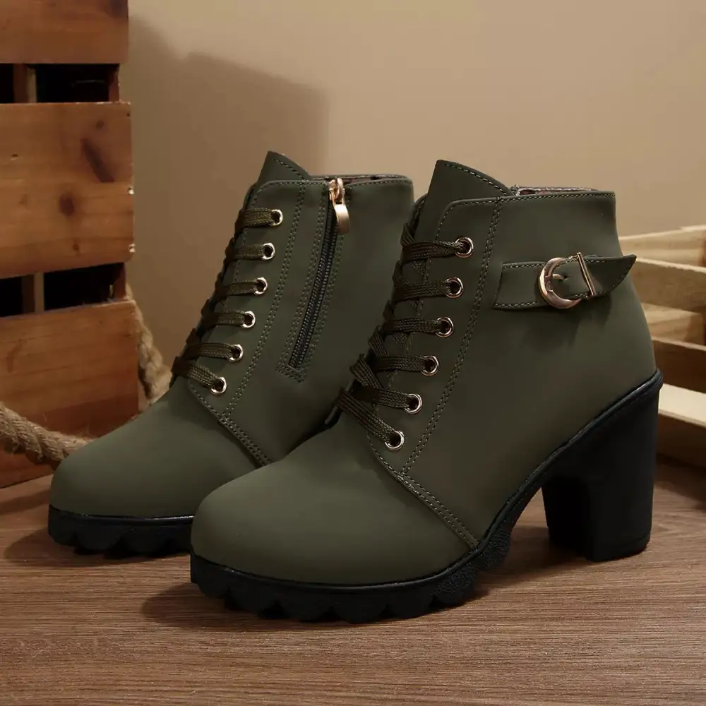 Essential Lace Up Block Heels Boots
