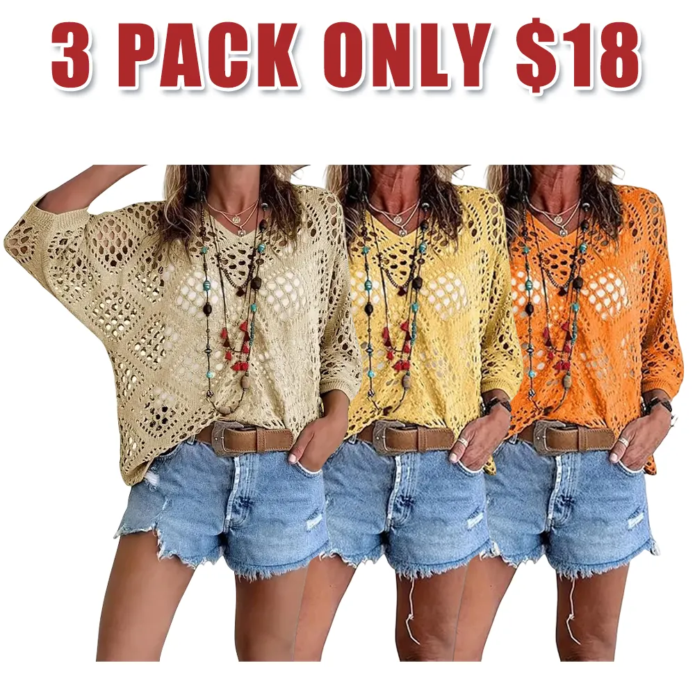 Women's Bohemian-Inspired Beige Crochet Top with V-Neck