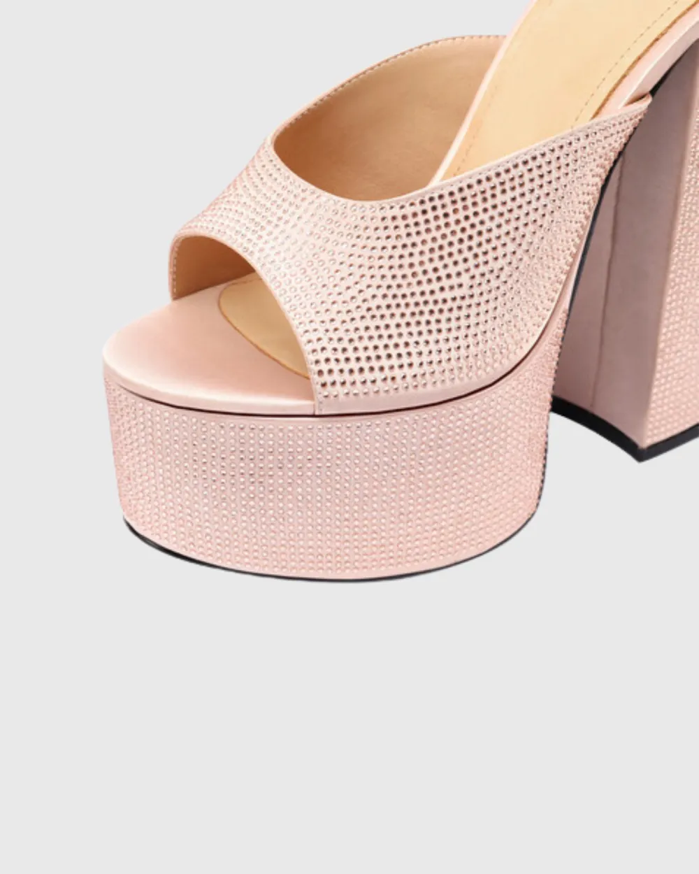 Rhinestone Platform Sandals in Blush