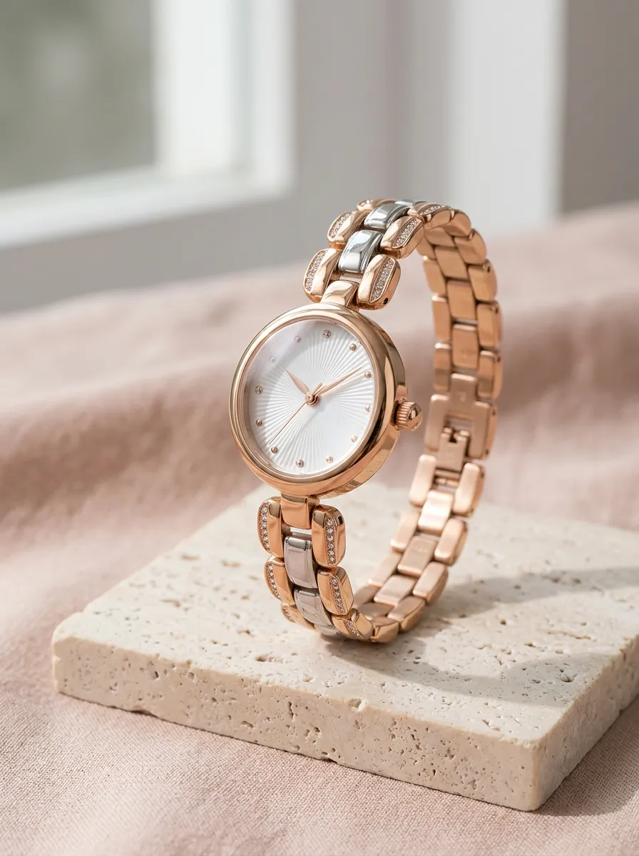 Rose Gold Two-tone Link Bracelet Watch