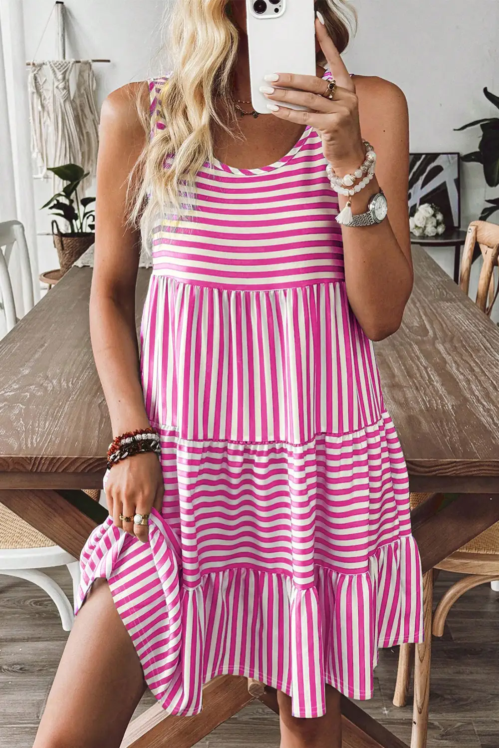 U Neck Sleeveless Loose Fit Mini Dress