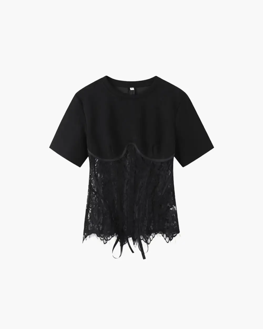 Soft Lace Denim Linen Blend Blouse