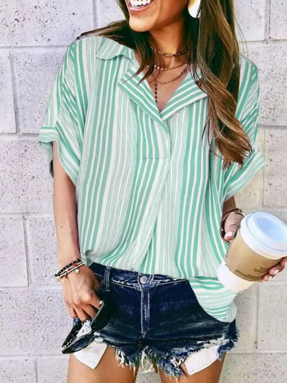 Collared Neck Half Sleeve Shirt Plus