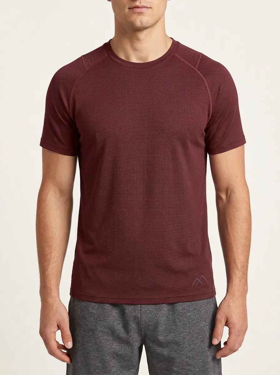 Men's Mountain Textured Raglan Performance Sport Crewneck T-Shirt