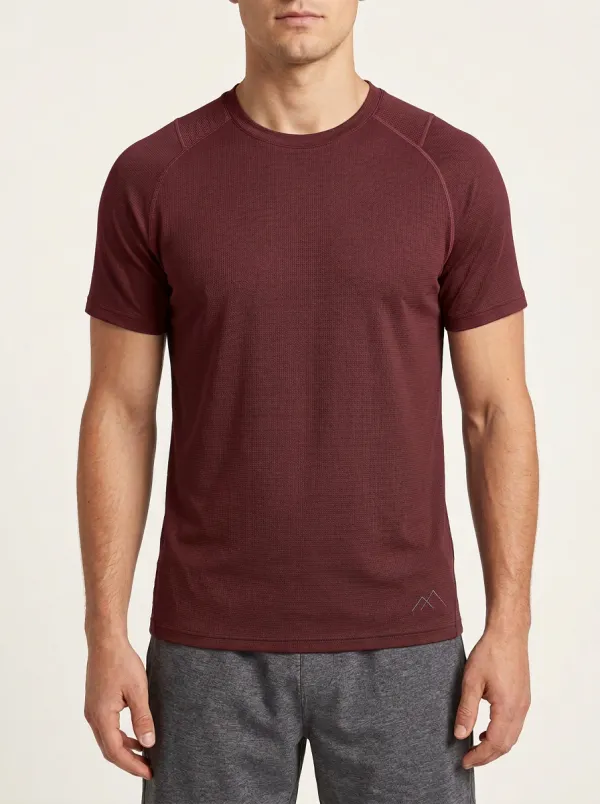 Men's Mountain Textured Raglan Performance Sport Crewneck T-Shirt