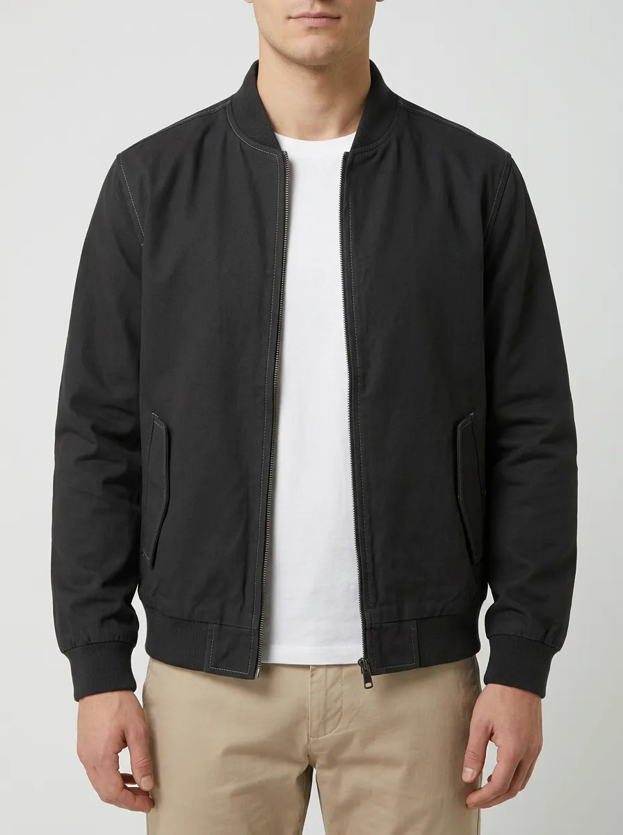 Solid Bomber Zip Jacket