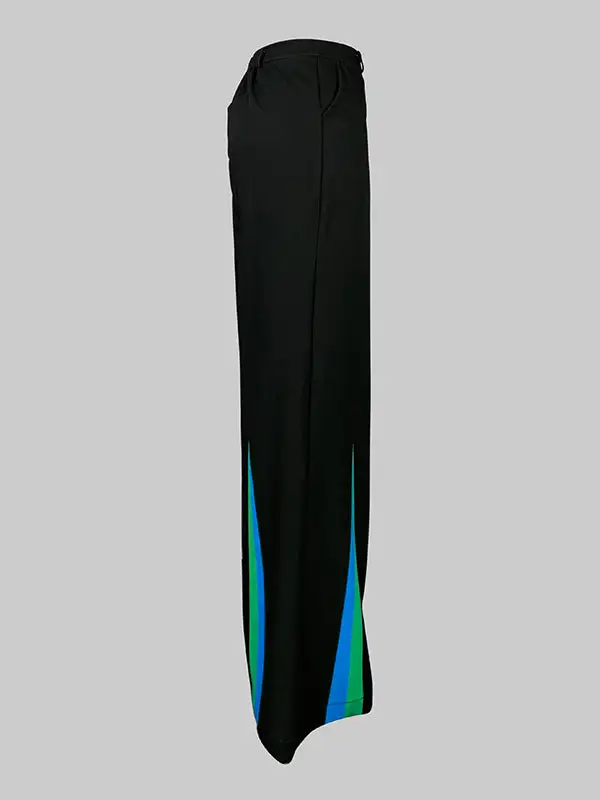 Women's Loose Fit Pocket Printed Patchwork Pants