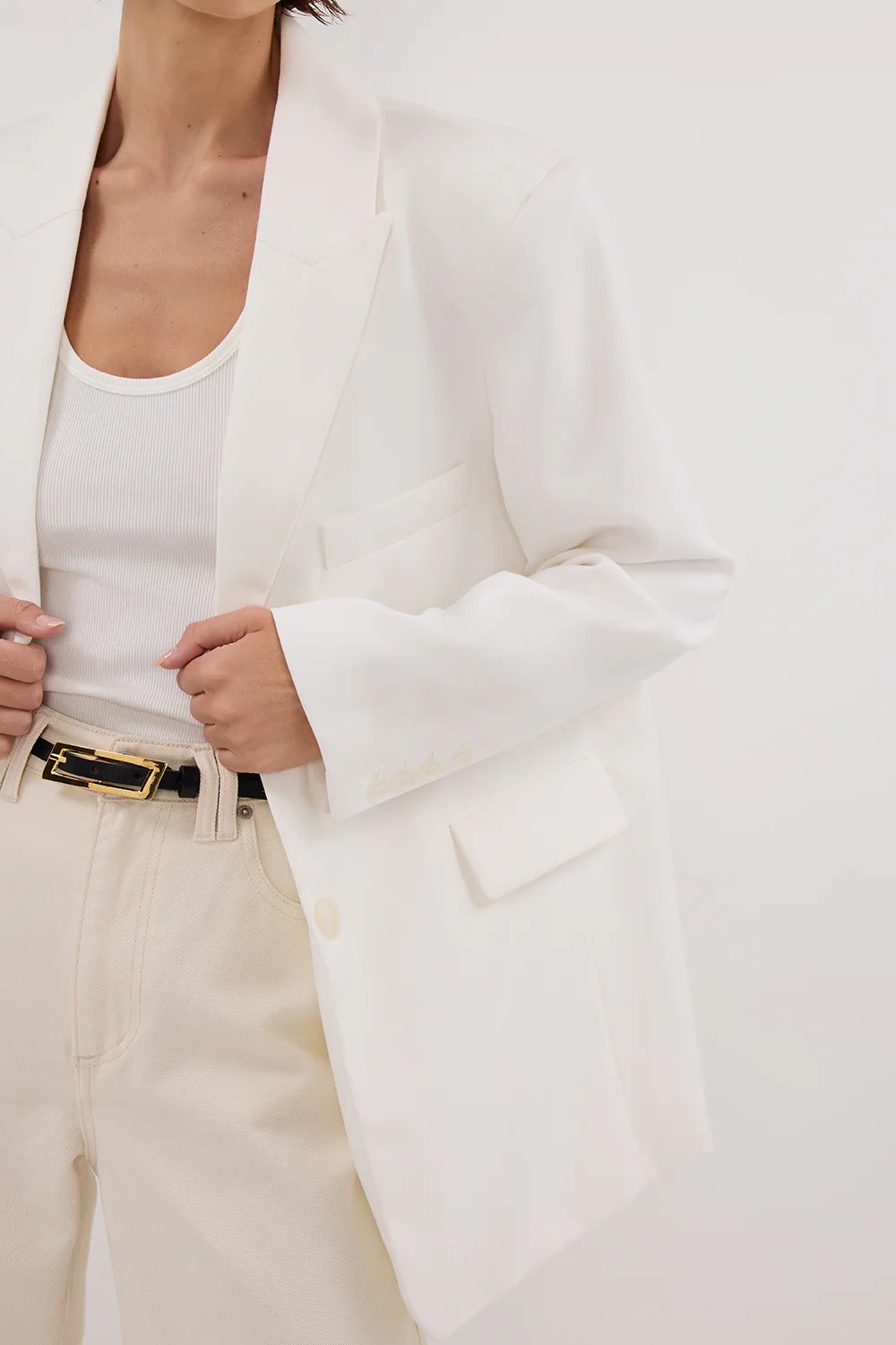 White Oversized Boyfriend Blazer