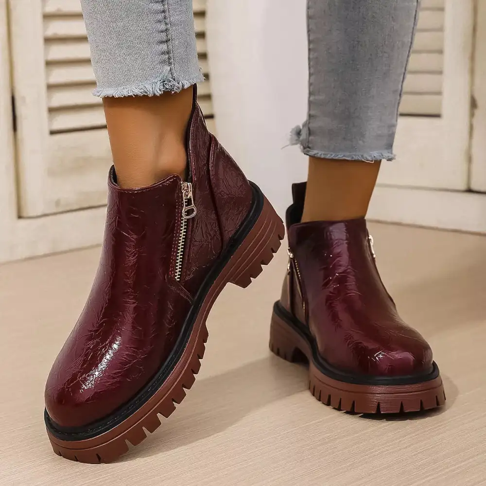 Breezy Round Toe Block Heels Boots