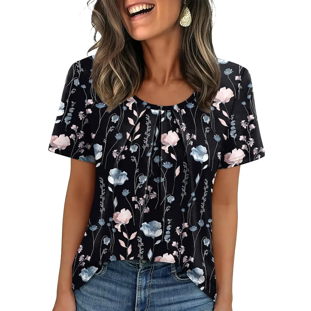 🔥Last Day: 8-Pack Only $24 🎨Women's Pleated Short-Sleeve Top