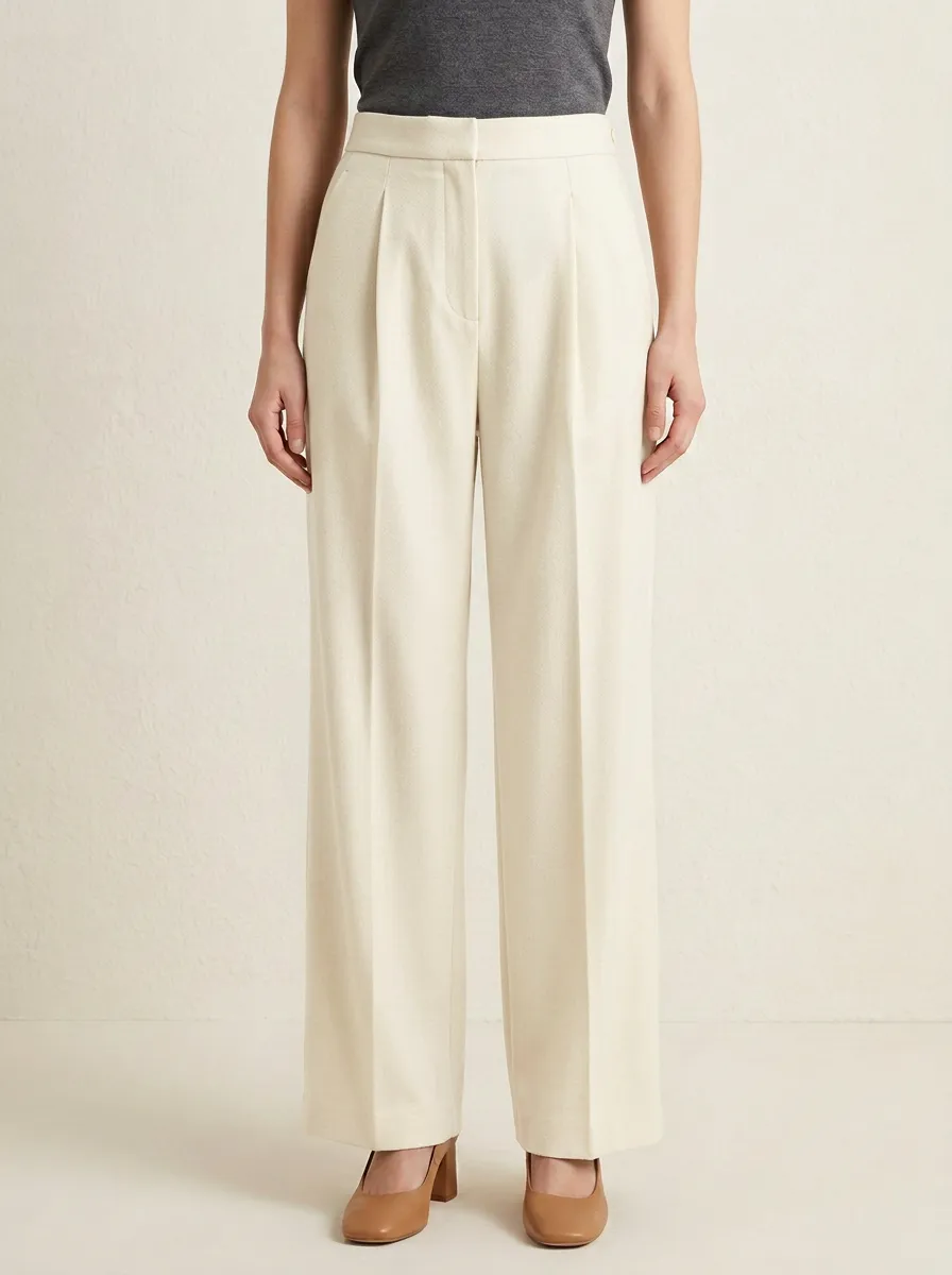 Office Profile Pleated Wide-Leg Trousers