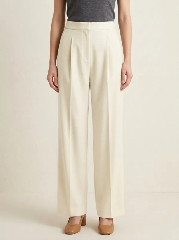 Office Profile Pleated Wide-Leg Trousers