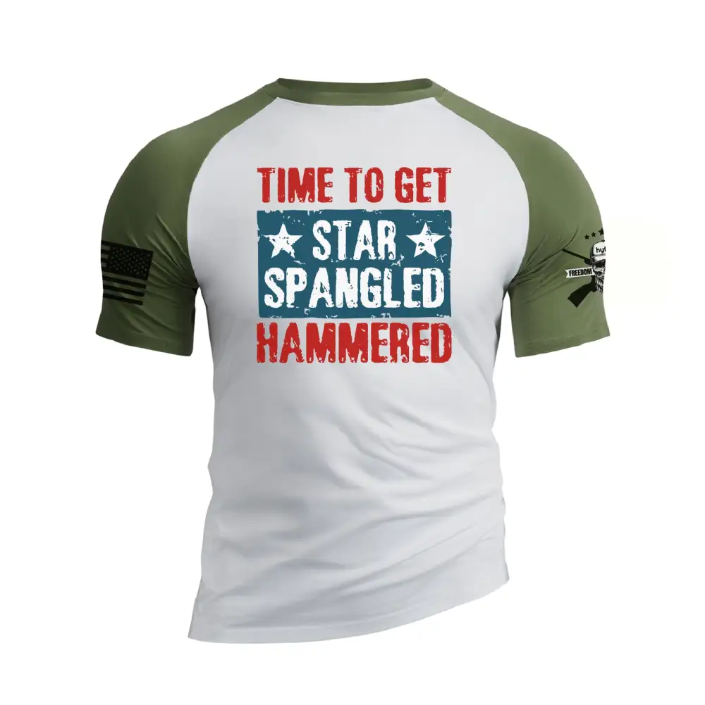 TIME TO GET STAR SPANGLED HAMMERED RAGLAN GRAPHIC TEE