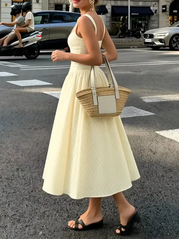 Full Size Square Neckline Midi Dress Plus Size