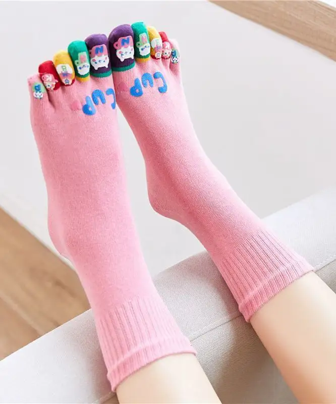 Boho Cartoon Cotton Mid Toe Socks
