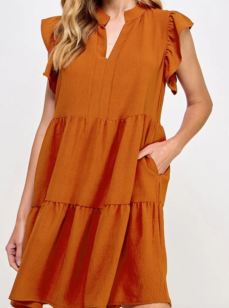 Cap Sleeve Ruffle Dress