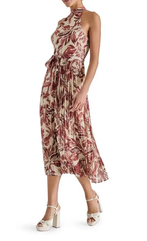Red Floral Sleeveless Wrap Maxi Dress