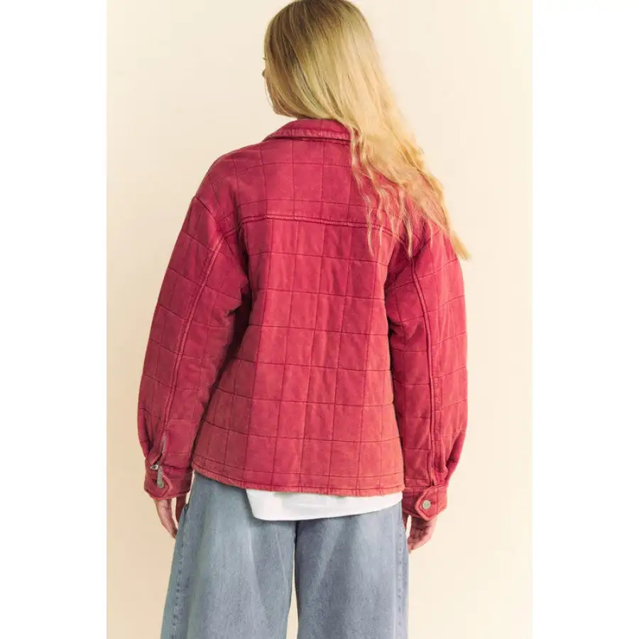 Quilted Button Down Shacket with Chest Pockets Jacket