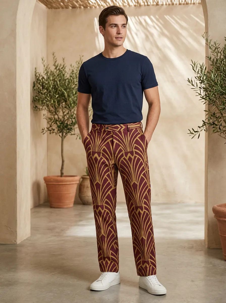Men's Printed Art Deco Geometric Pants