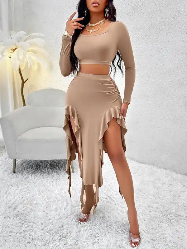 Round Neck Long Sleeve Coordinated Set