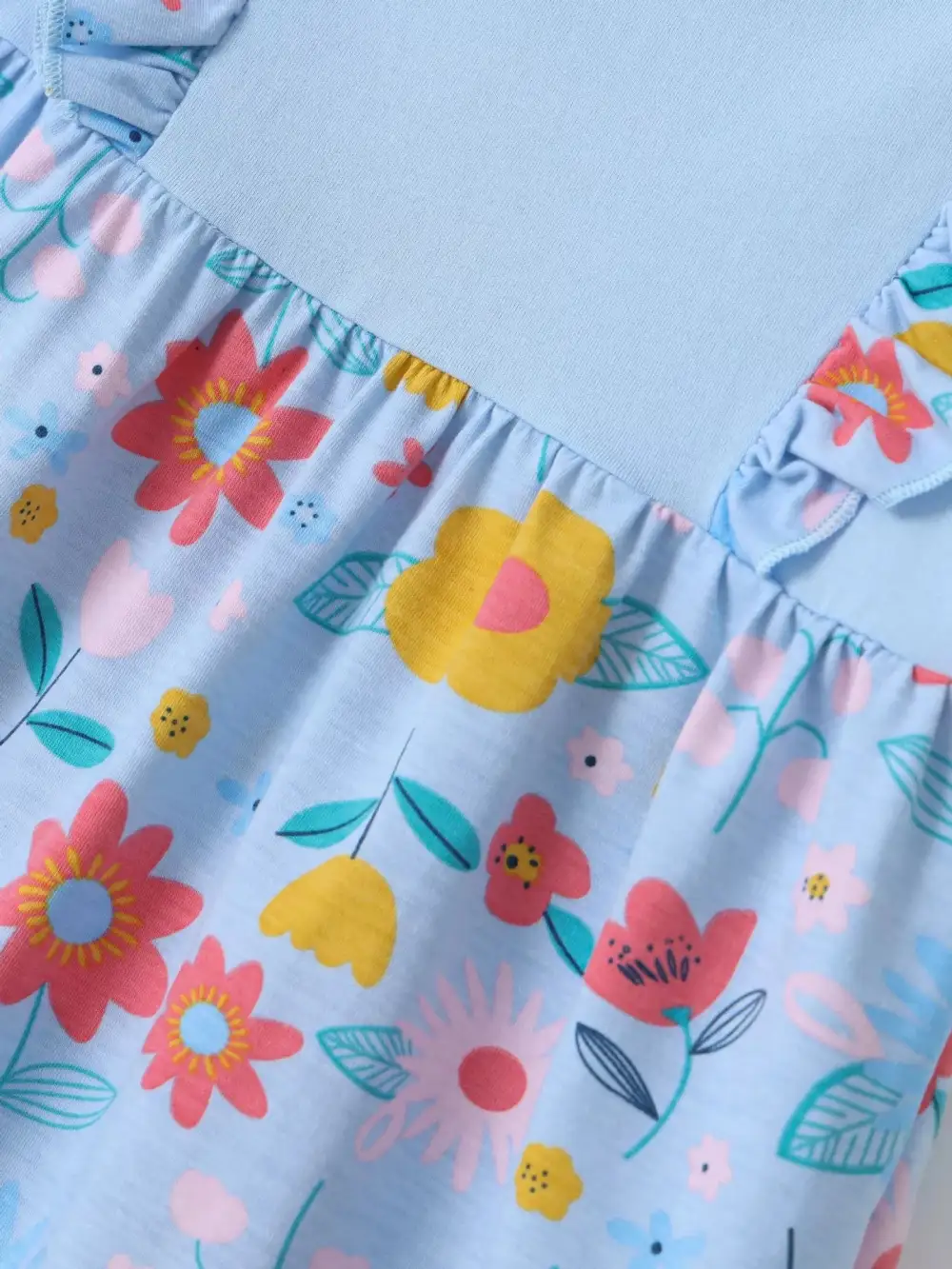 Girls Ruffled Floral Print Dress