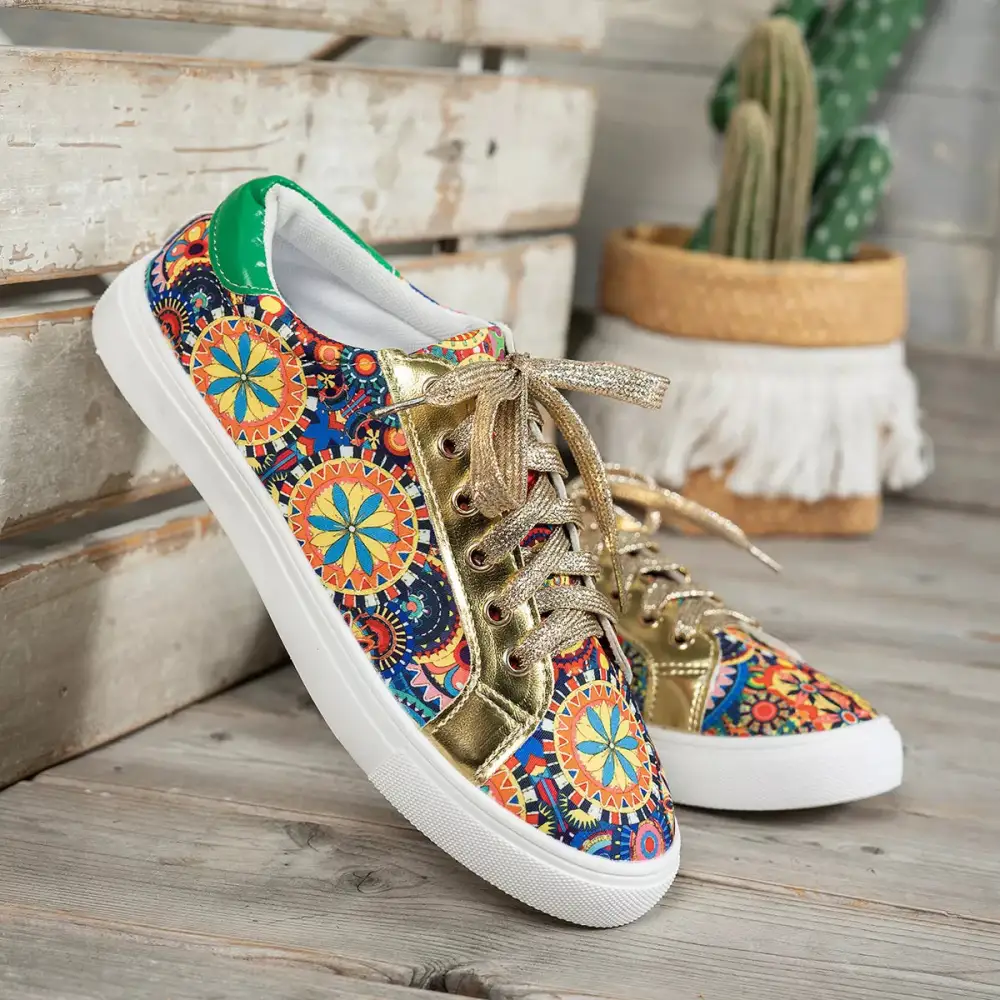 Printed Round Toe Sneakers