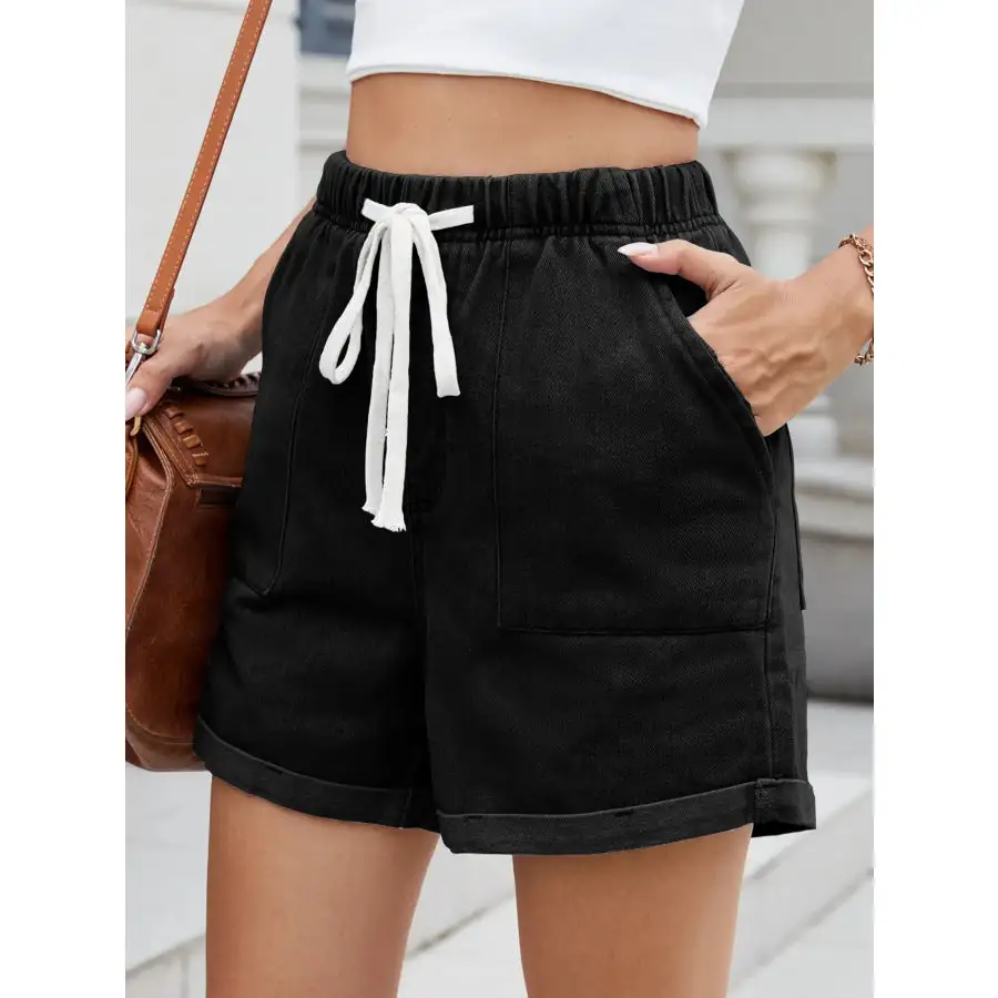 Drawstring Wash Denim Shorts