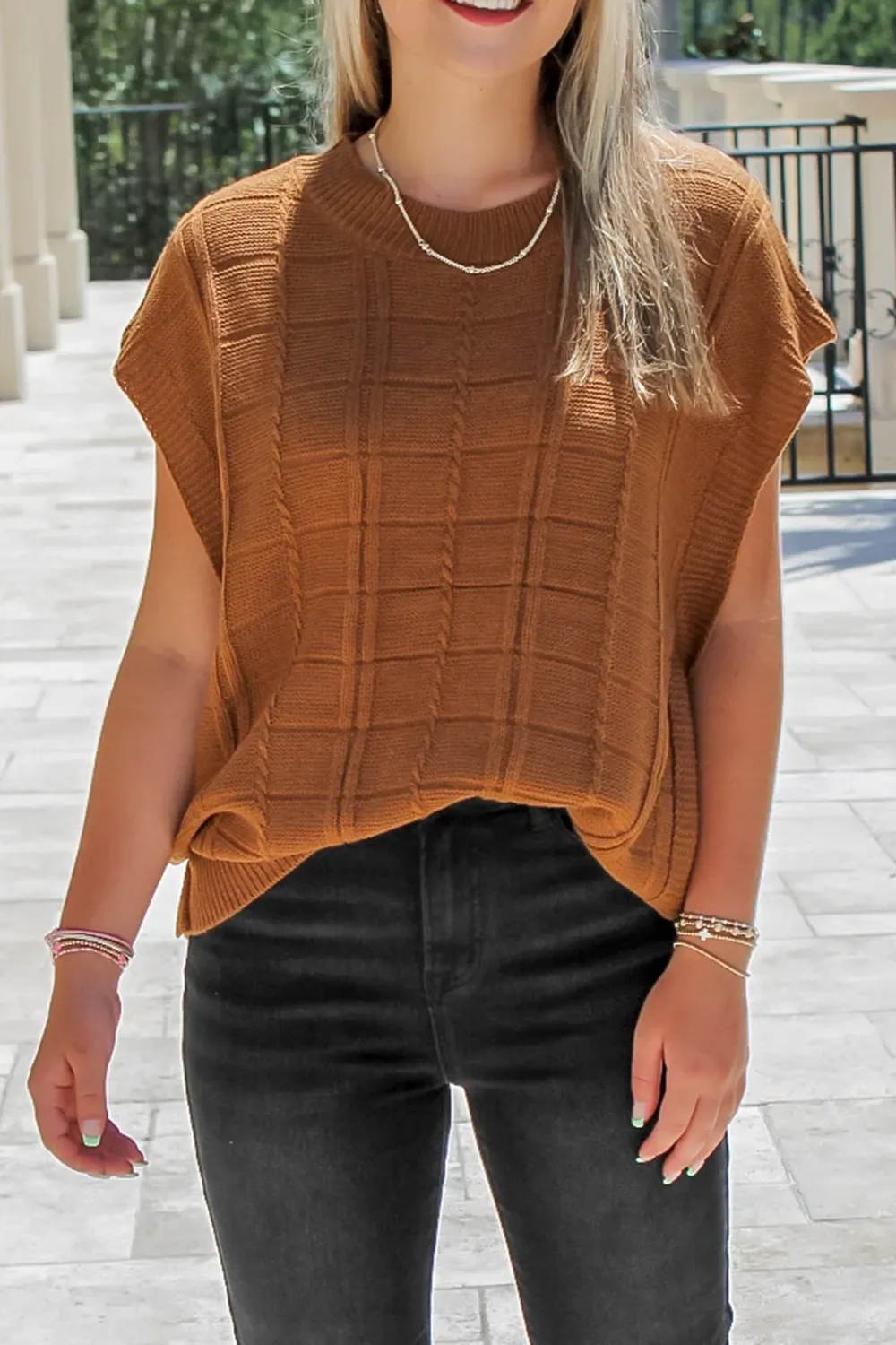Brown Waffle Vest
