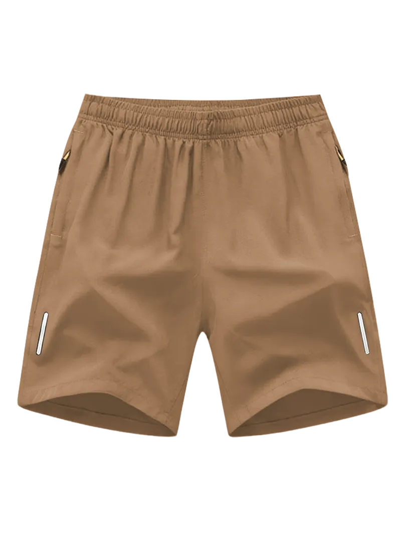 Men's Solid Color Zipper Pocket Shorts