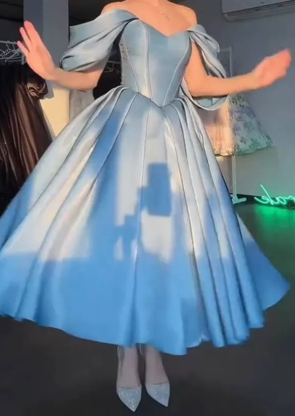 Elegant Off Shoulder Line Skirt Midi Dress