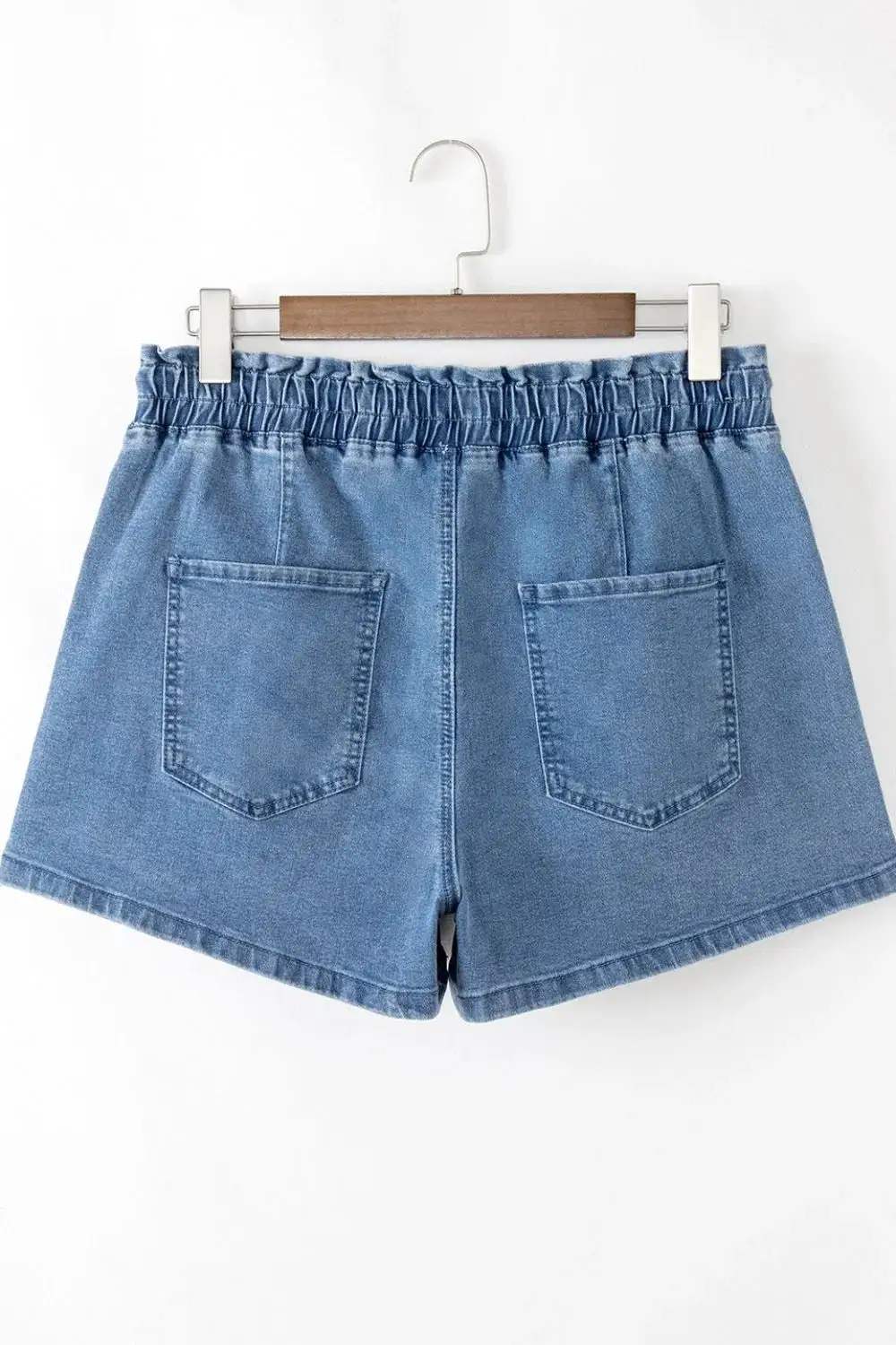 Drawstring High Waist Denim Shorts with Pockets