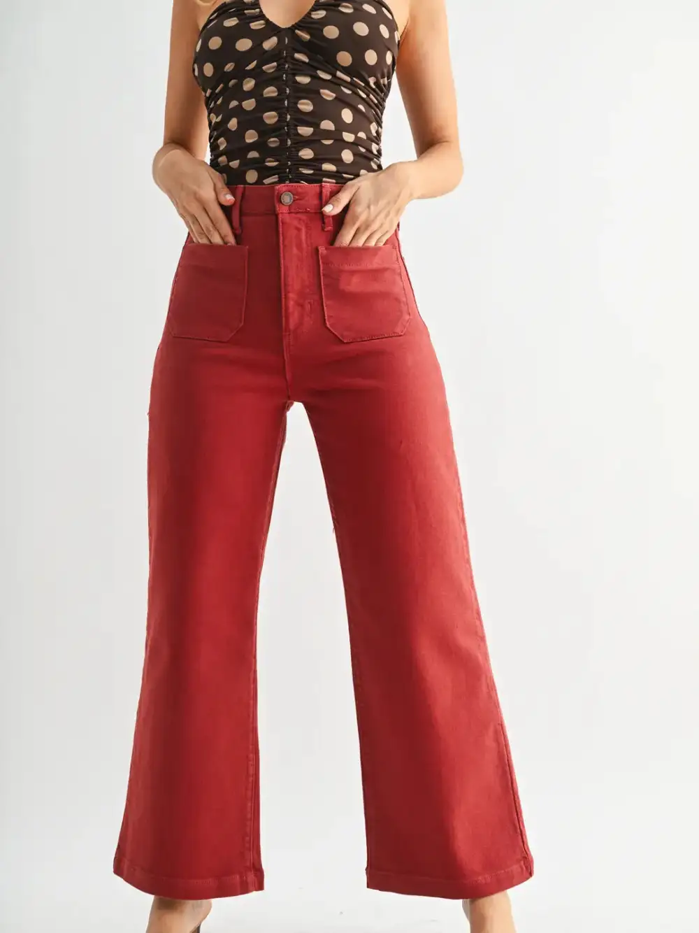 Patch Pocket Wide Leg Jeans