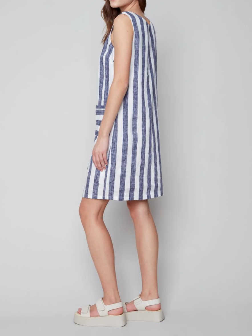 Navy Striped Pocketed Sundress