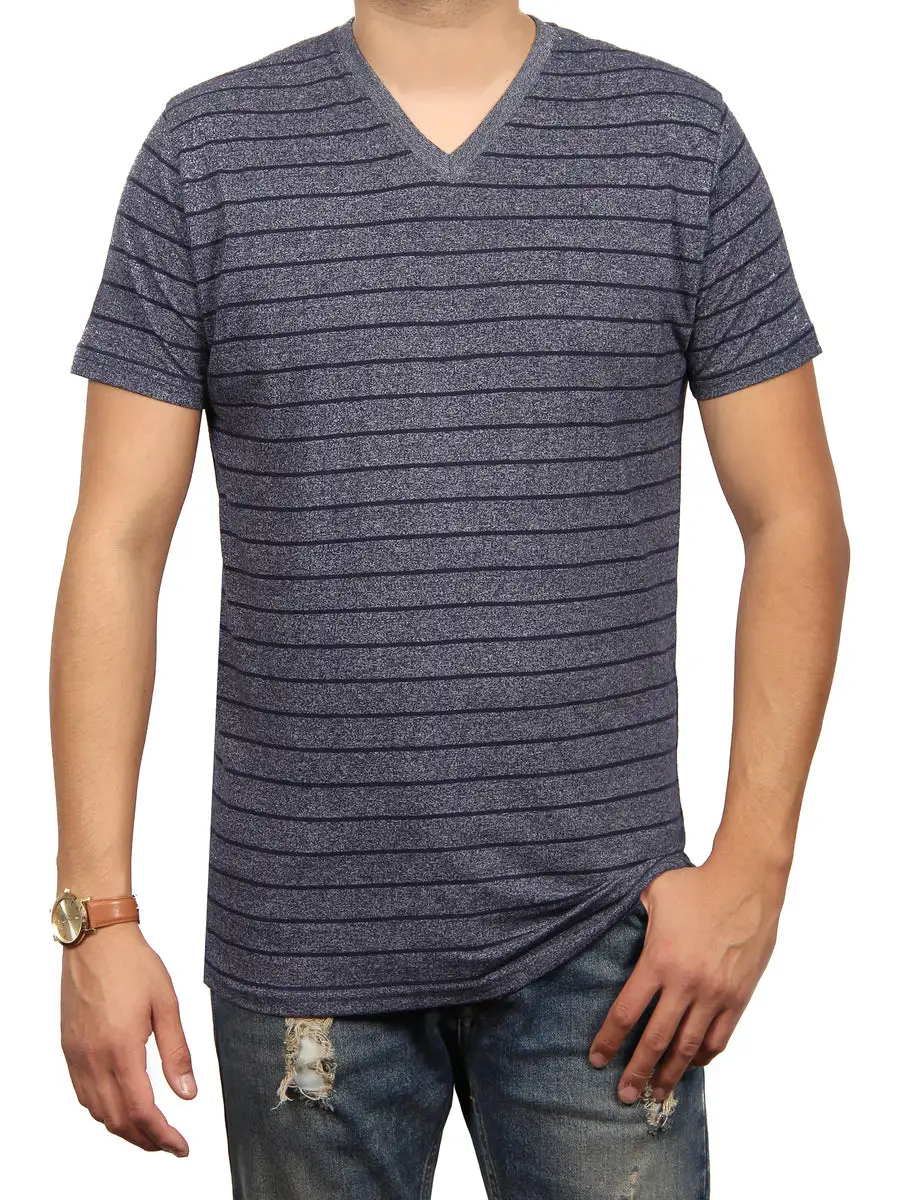 Striped Textured Jersey Men's Button Down T-Shirt