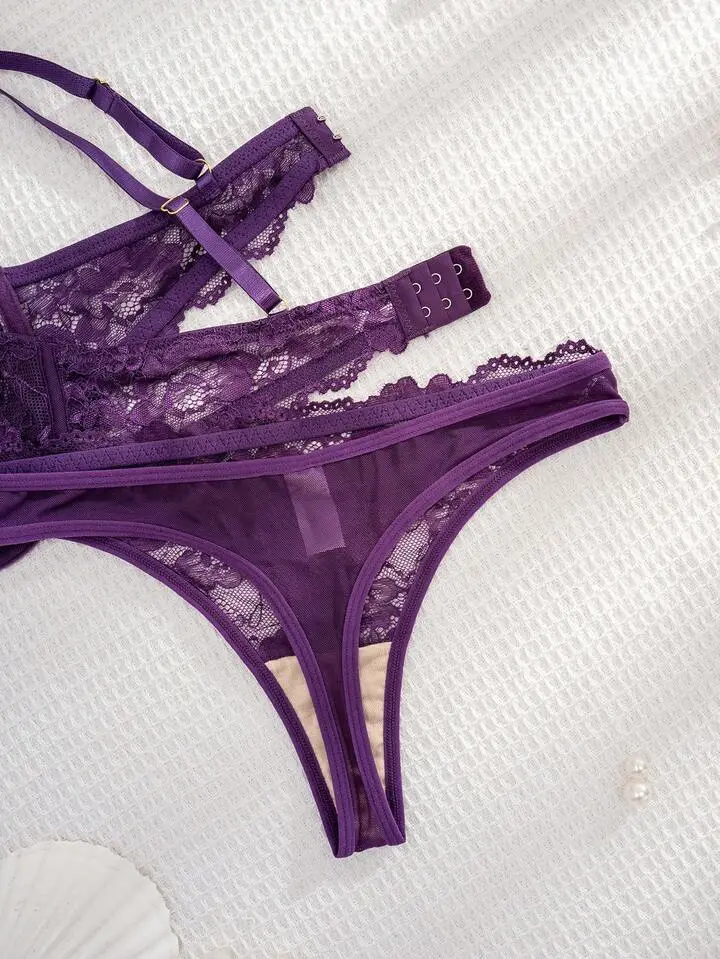 Delicate Lace Sheer Bra And Panty Set
