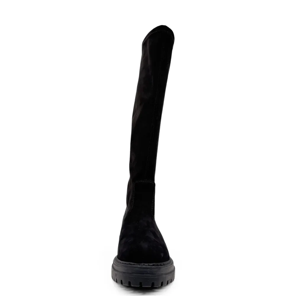 Lug Sole Nubuck Knee High Boots